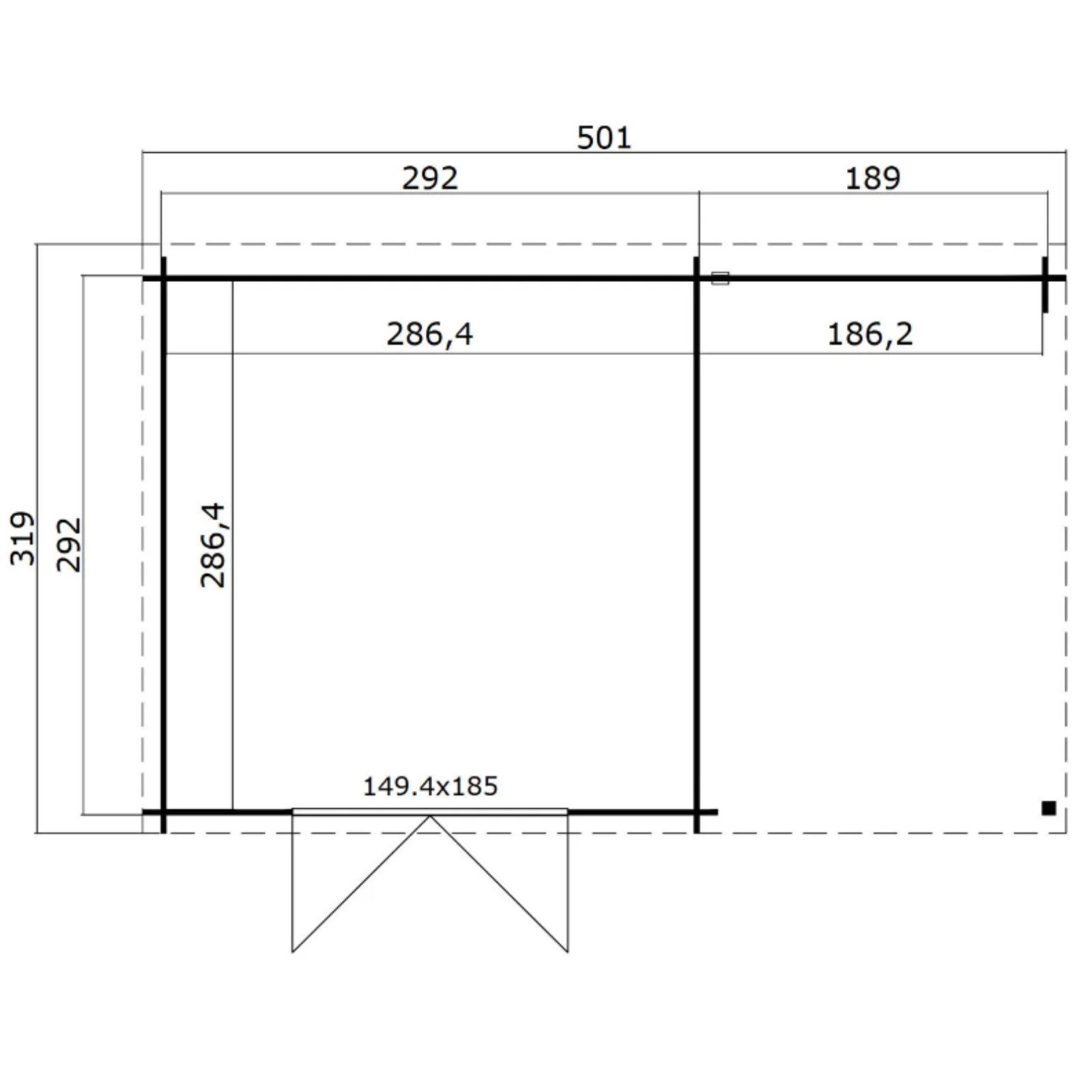 LASITA MAJA Gartenhaus Gartenhaus Blockbohlenhaus, Geräteschuppen, Gartenhütte,Holzhaus, BxT: 501x319 cm, Wetterfest, langlebig und in elegantem Carbongrau behandelt