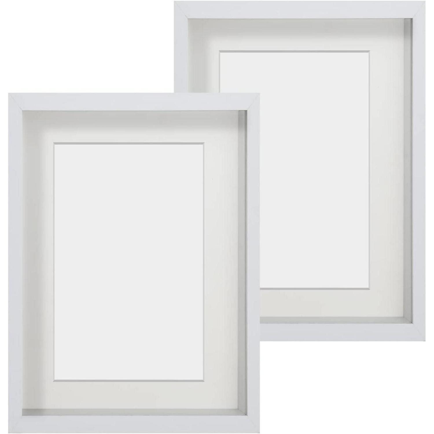 LuxusKollektion Bilderrahmen zum Basteln Bilderrahmen 3D A4 Echtglas 3cm Tiefe Weiß 2er A4 für 15x20 cm, (2 St)