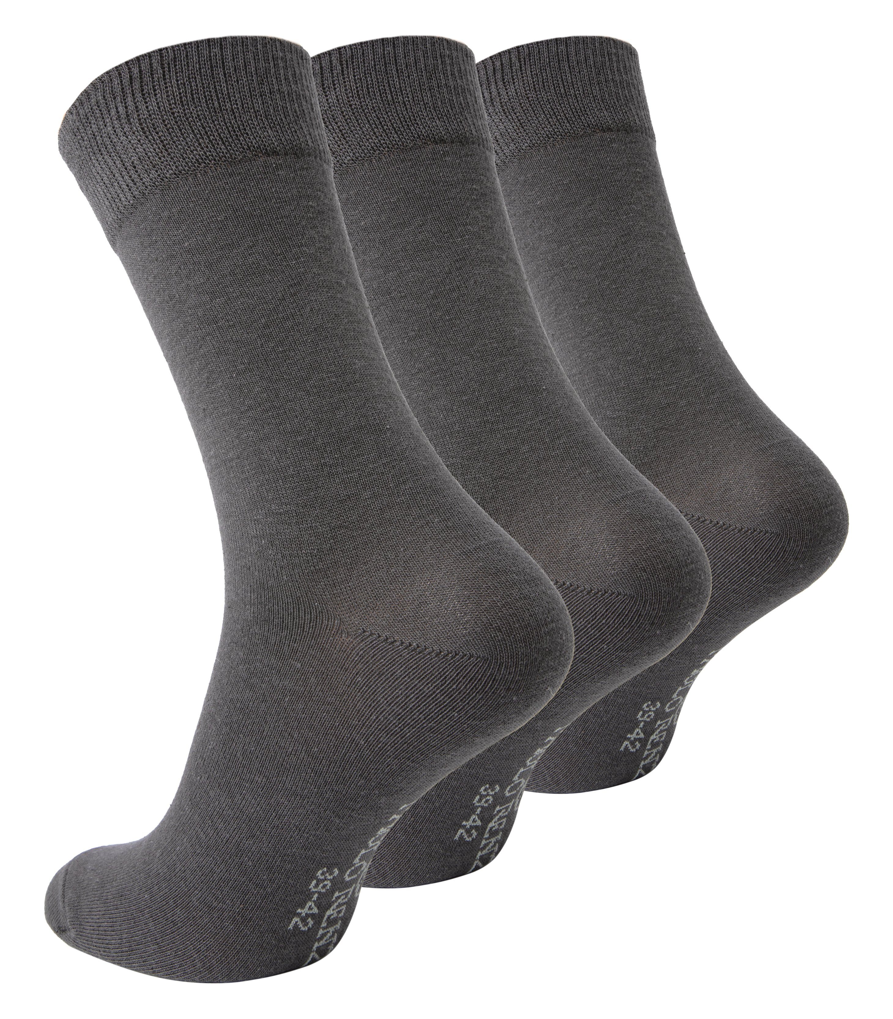 Paolo Renzo Businesssocken (3-Paar) Atmungsaktive Herren Business Socken aus hochwertiger Baumwolle Dunkelgrau