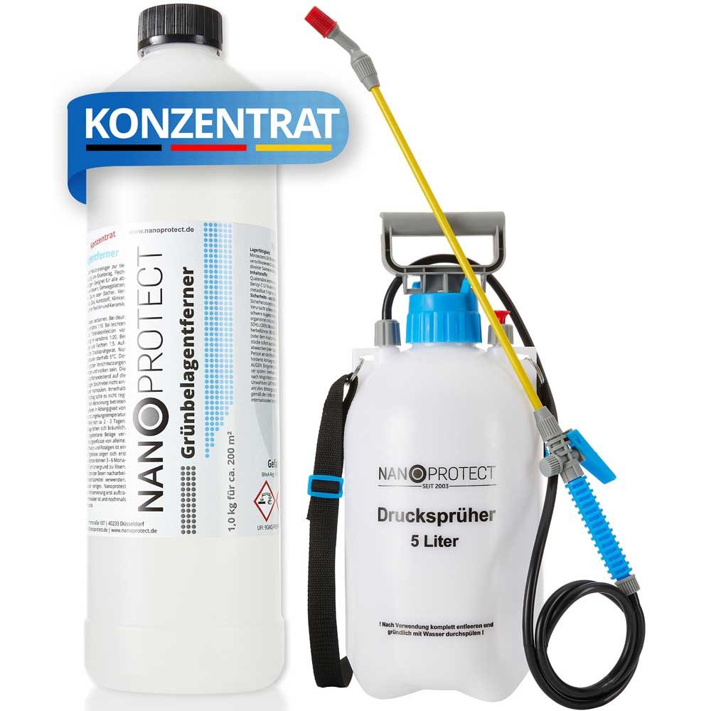 Nanoprotect Grünbelagentferner Grünbelagentferner (Selbsttätige Reinigung ohne Hochdruckreiniger oder schrubben, [- Pfotenfreundlich)