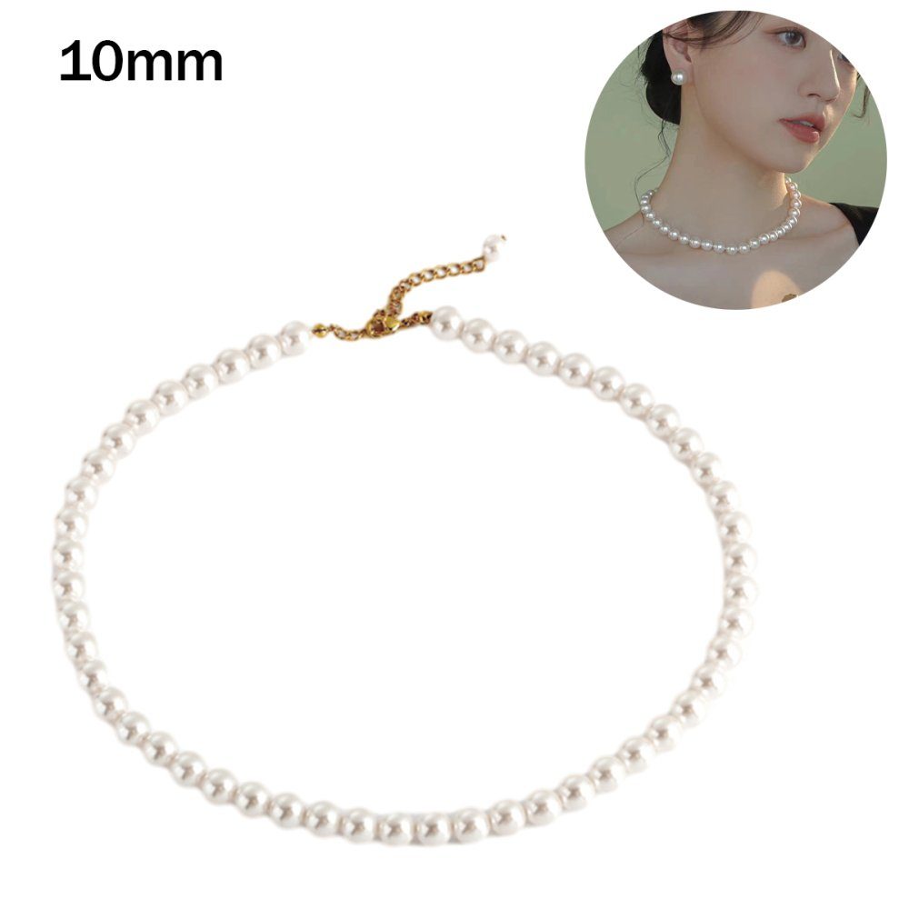Lubgitsr Perlenkette 1 Stück Damen Perlenkette kurz rund Imitationsperle Braut Hochzeit (1-tlg)