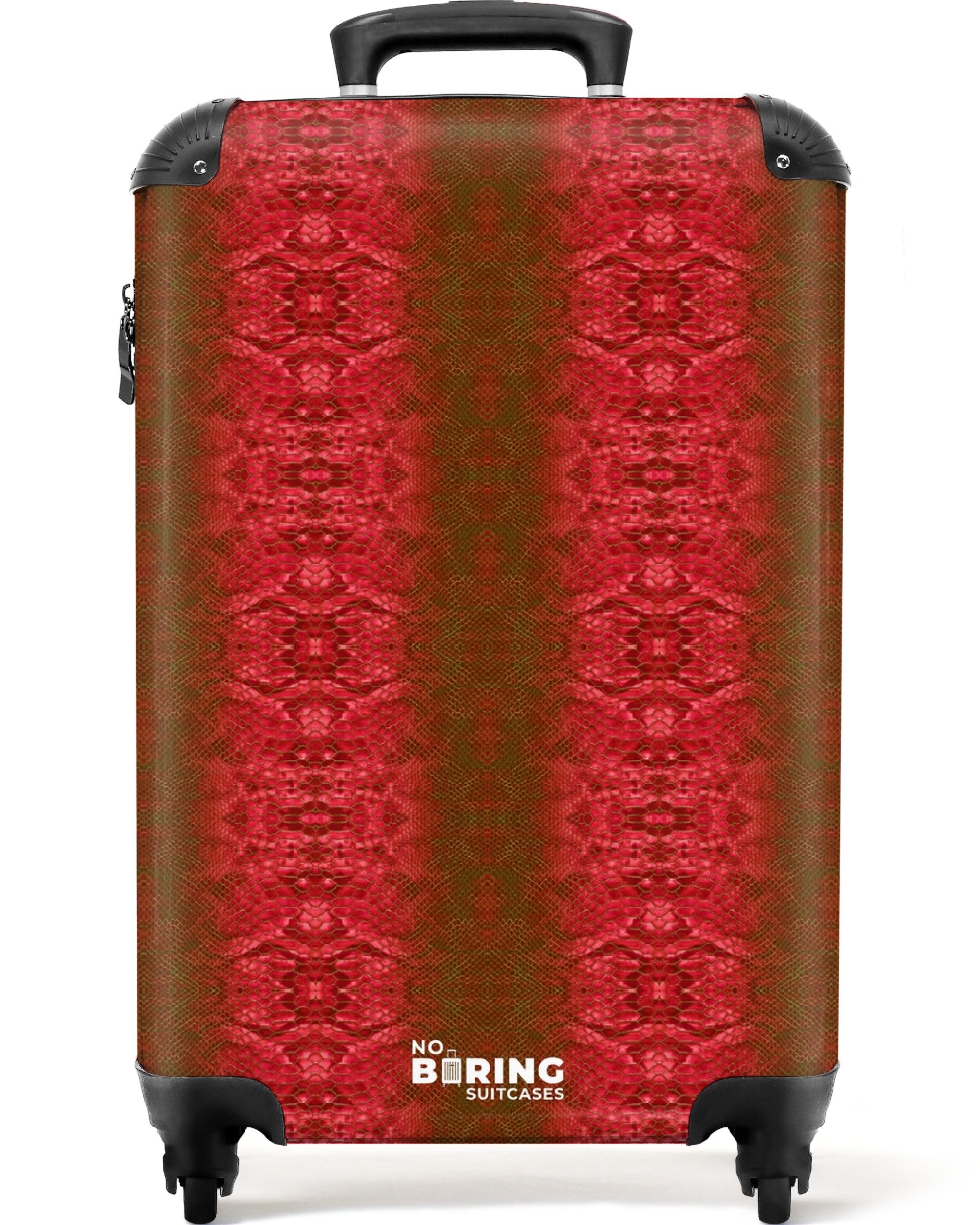 Hartschalen-Trolley Tiefrote Schlangenhaut mit symmetrischer Schuppenstruktur 55x35x20cm