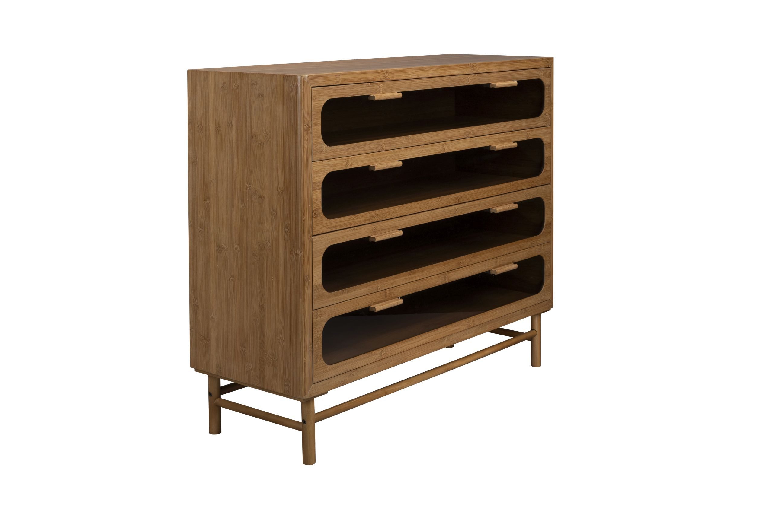 Dutchbone Stauraumschrank Retro Kommode Sideboard Caroun Bambus Rauchglas