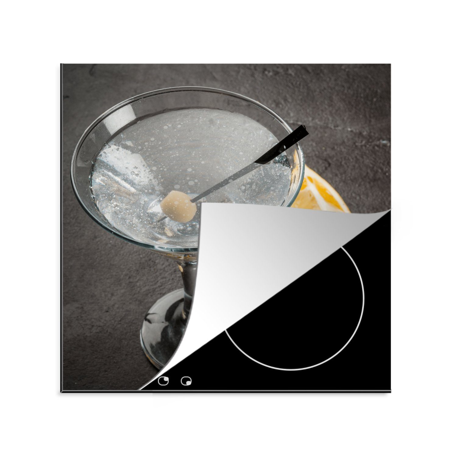 MuchoWow Herdblende-/Abdeckplatte Induktionsschutz - Alkohol - Martini - Getränk, Vinyl, (1 tlg), 78x78 cm, Ceranfeldabdeckung, Arbeitsplatte für küche