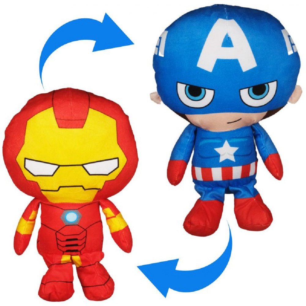 MARVEL Kuscheltier Reversible 30 cm Kuscheltier Wende Plüschtier (1-St), Marvel Wende Kuscheltier 30 cm Captain America Ironman