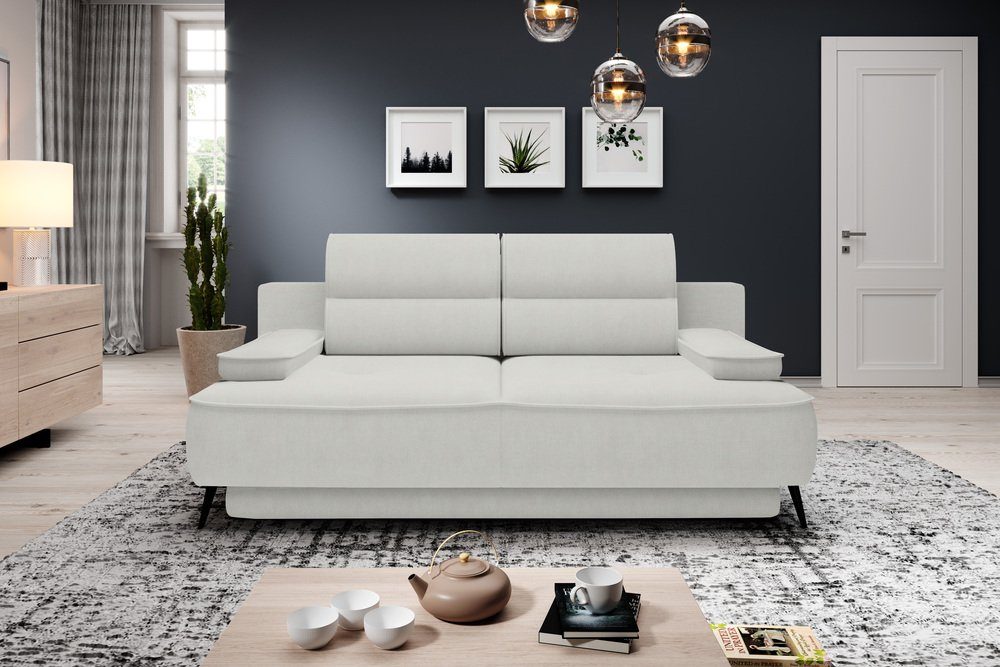 Stylefy 3-Sitzer Velling, Sofa, 2-Sitzer, mit Bettfunktion und Bettkasten, inklusive Kissen, frei im Raum stellbar, Modern Design