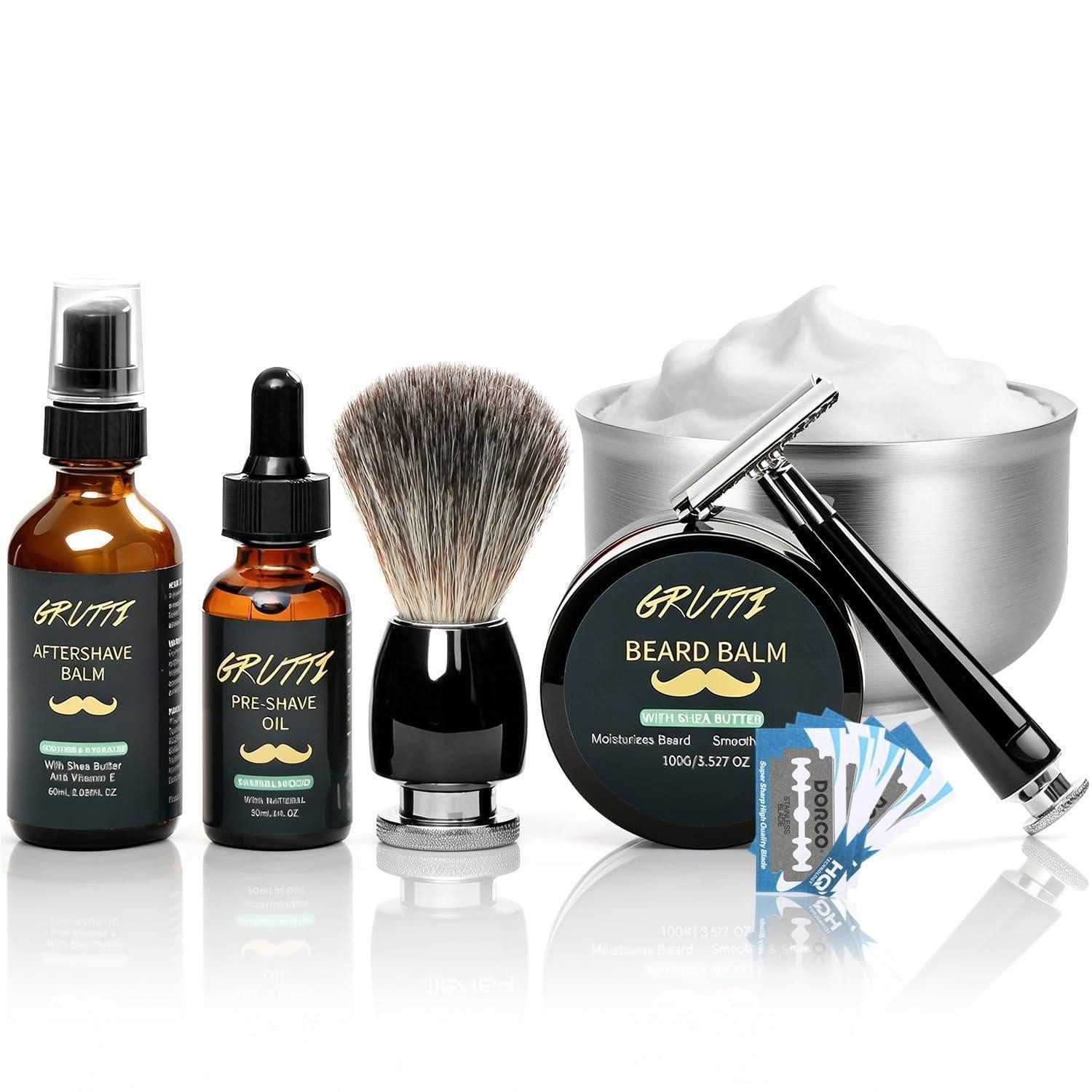 LuxusKollektion Rasierset Rasier-Set 7-in-1 Edelstahl/Schwarz