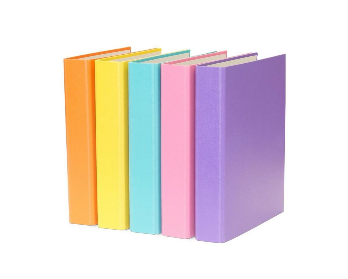 Livepac Office Aktenordner 5x Ringbuch / DIN A5 / 4-Ring Ordner / je 1x gelb, lila, türkis, pink
