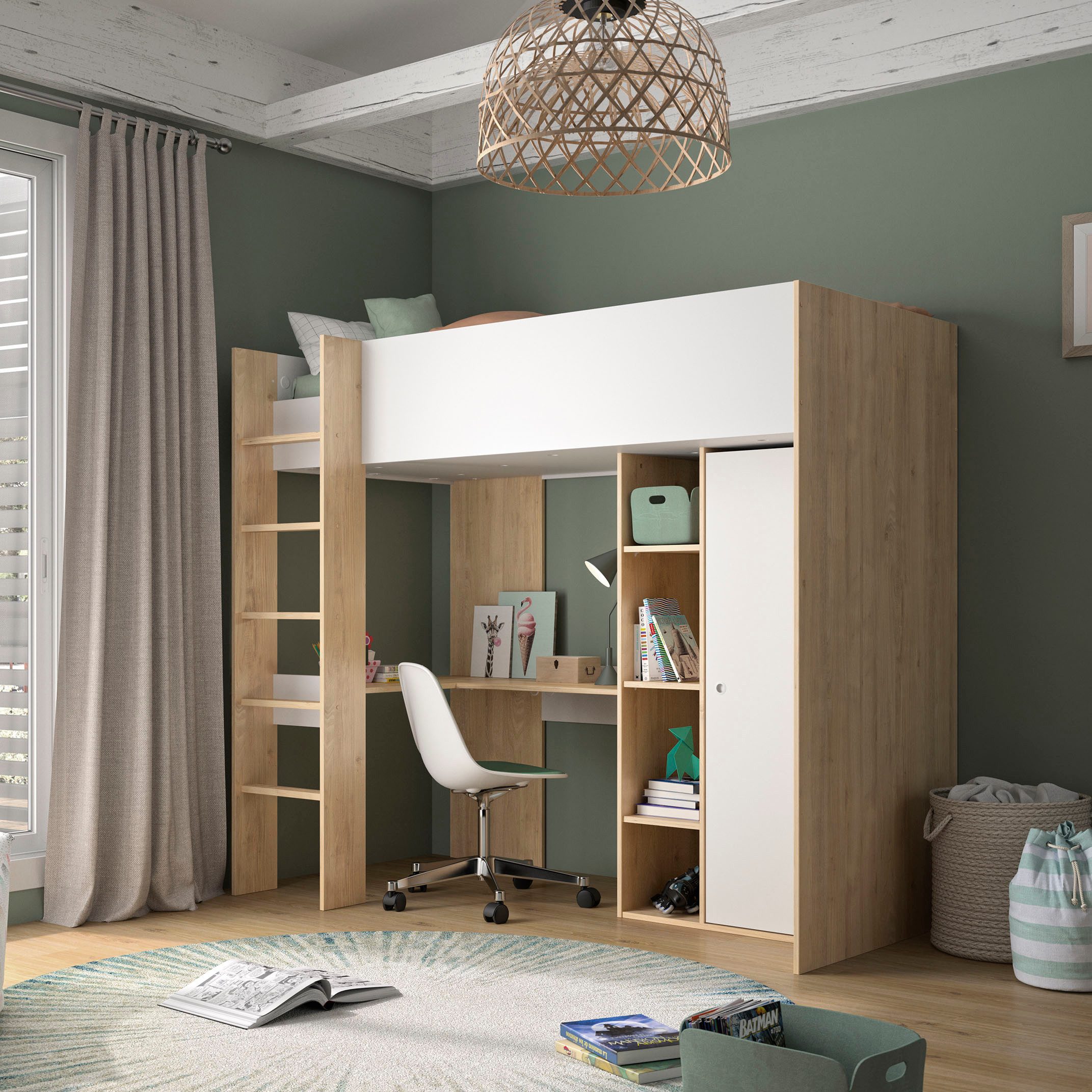 Gami Hochbett MATIS Hochbett Platzersparnis, super praktisch und funktional