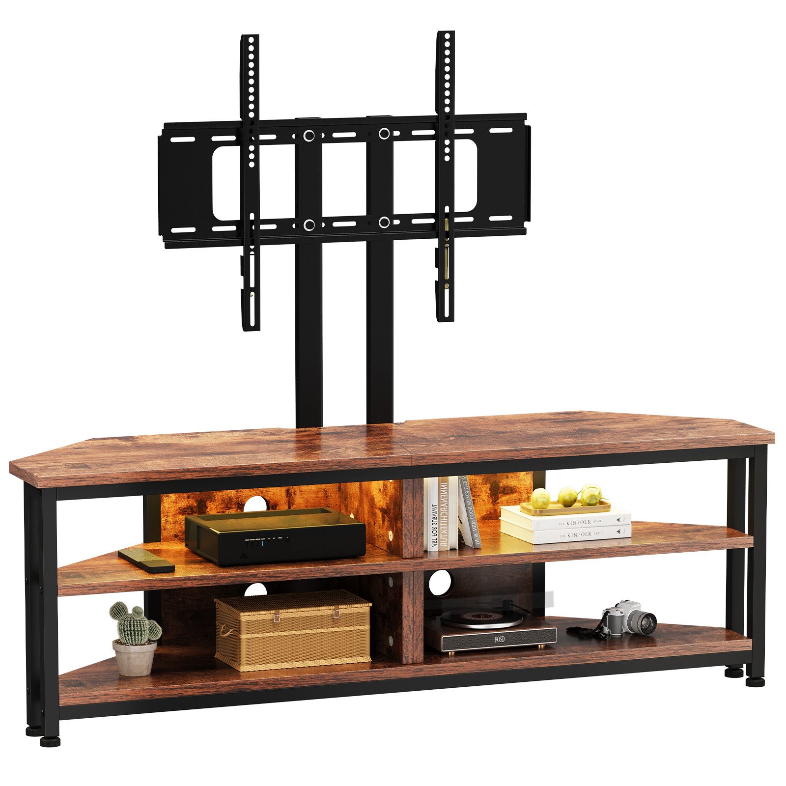 Dripex Lowboard TV Eckschrank Schrank Eckboard mit Halterung und LED