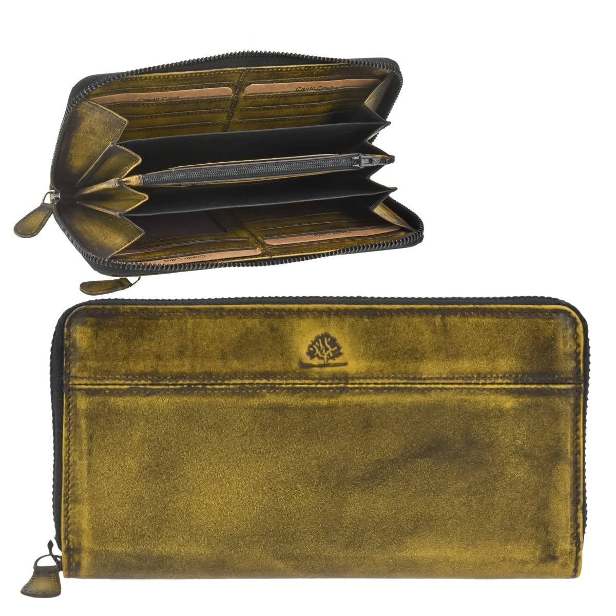 Greenburry Geldbörse "Destressed" Leder Geldbörse RFID, Querformat, Lederbörse, Portemonnaie, 19x10cm