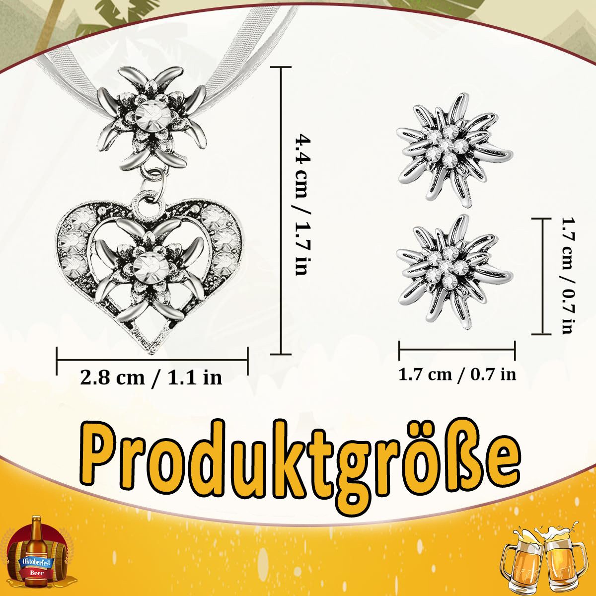 Coonoor Schmuckset Damen Oktoberfest Schmuckset, Edelweiß Anhänger mit Ohrr günstig online kaufen