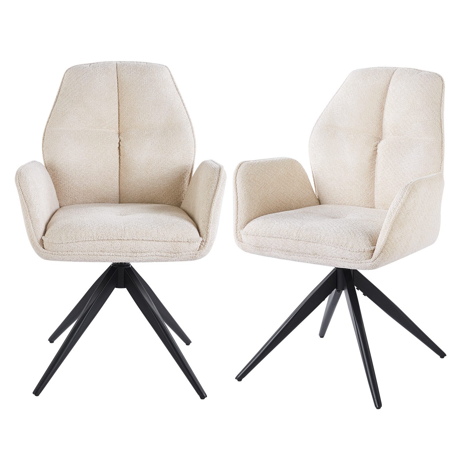 DITAIX Drehstuhl 2er Set, mit Armlehne - 360° Drehfunktion & Automatischer Rückstellung (2 St), komfortabler Wohnzimmerstuhl & Esszimmerstuhl