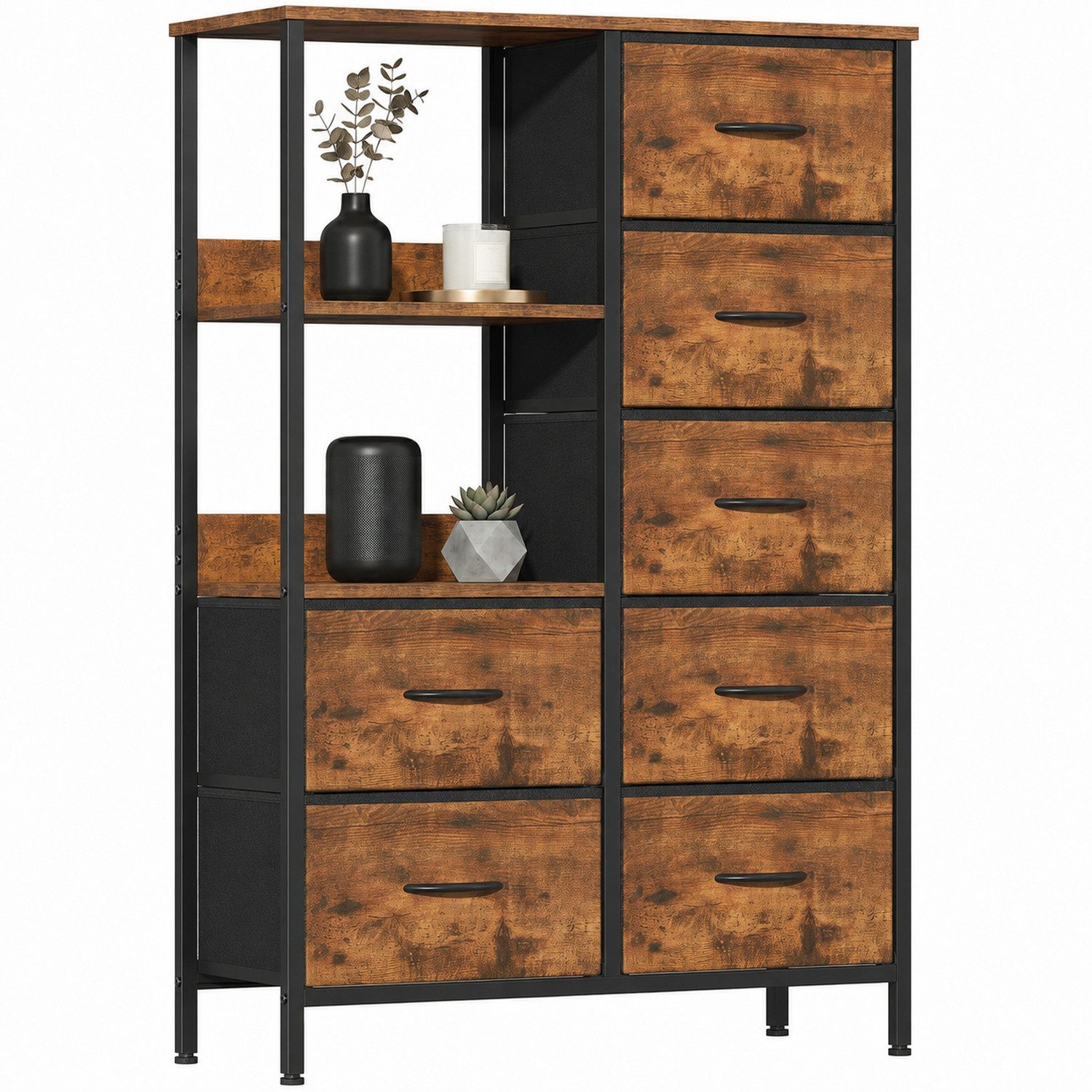 Refined Living Kommode Schubkastenkommode mit 2/4/5 /7/8/9 Schubladen stabilem Stahlrahmen (Große Kapazität Aufbewahrungsmöbel, Komodenschrank, Stoffkommode, Sideboards wasserdicht für Wohnzimmer Kinderzimmer, Flur, Schlafzimmer), Ankleidezimmer, Platzieren Sie Taschen, Accessoires und Dekorationen