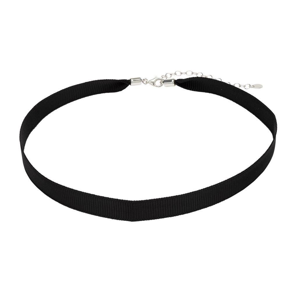 Collier Schwarzer Choker 925er mit Silberverschluss SN0465