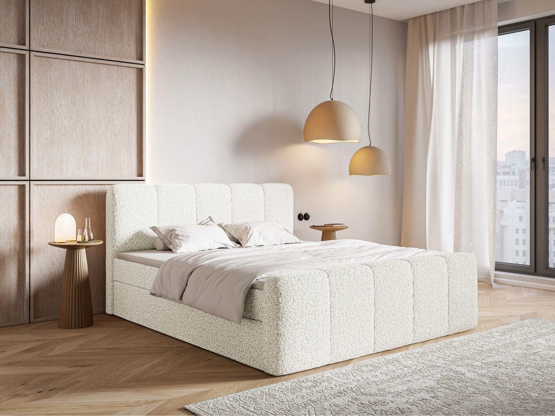 Selsey Boxbett CLOUDY II, Polsterbett mit Bettkasten, Matratze & Topper, Bouclé oder Chenille