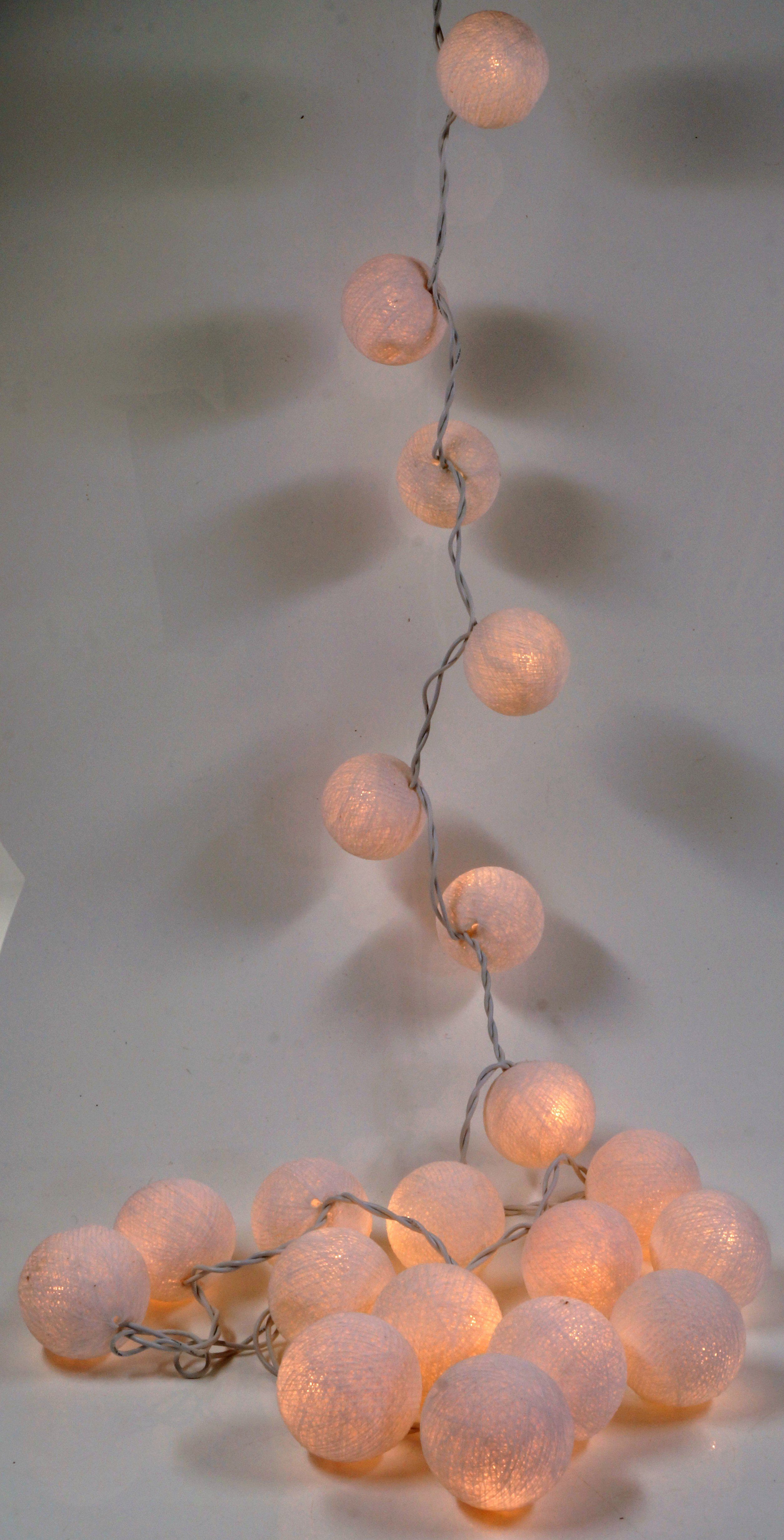 Guru-Shop LED-Lichterkette Stoff Ball Lichterkette, 20`er LED Kugel..