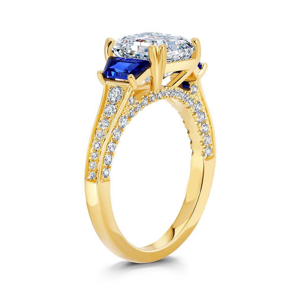 Jumpeak Diamantring Labordiamant 3 Karat, 0,7ct Saphir,Verlobungsring,Diamant Ring Damen, 3ct E VS1 2EX,Ring Mit Stein,Trauring,Geschenk für Frau,Geburtstag