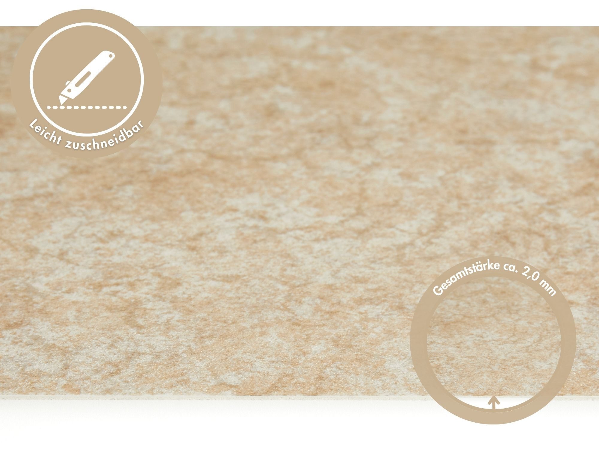 misento Vinylboden Colored in Naturstein-Optik, für Feuchtraum- und Privatbereiche, PVC Bodenbelag Meterware 200 cm breit, Stärke 2 mm