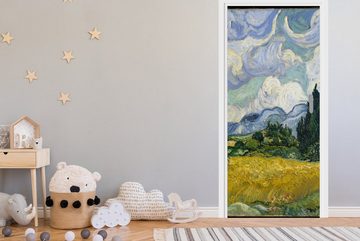 MuchoWow Türtapete Weizenfeld mit Zypressen - Vincent van Gogh, Matt, bedruckt, (1 St), Fototapete für Tür, Türaufkleber, 75x205 cm