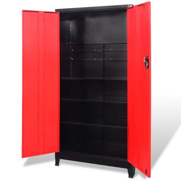 vidaXL Werkzeugbox Werkzeugschrank mit 2 Türen Stahl 90x40x180 cm Schwarz/Rot