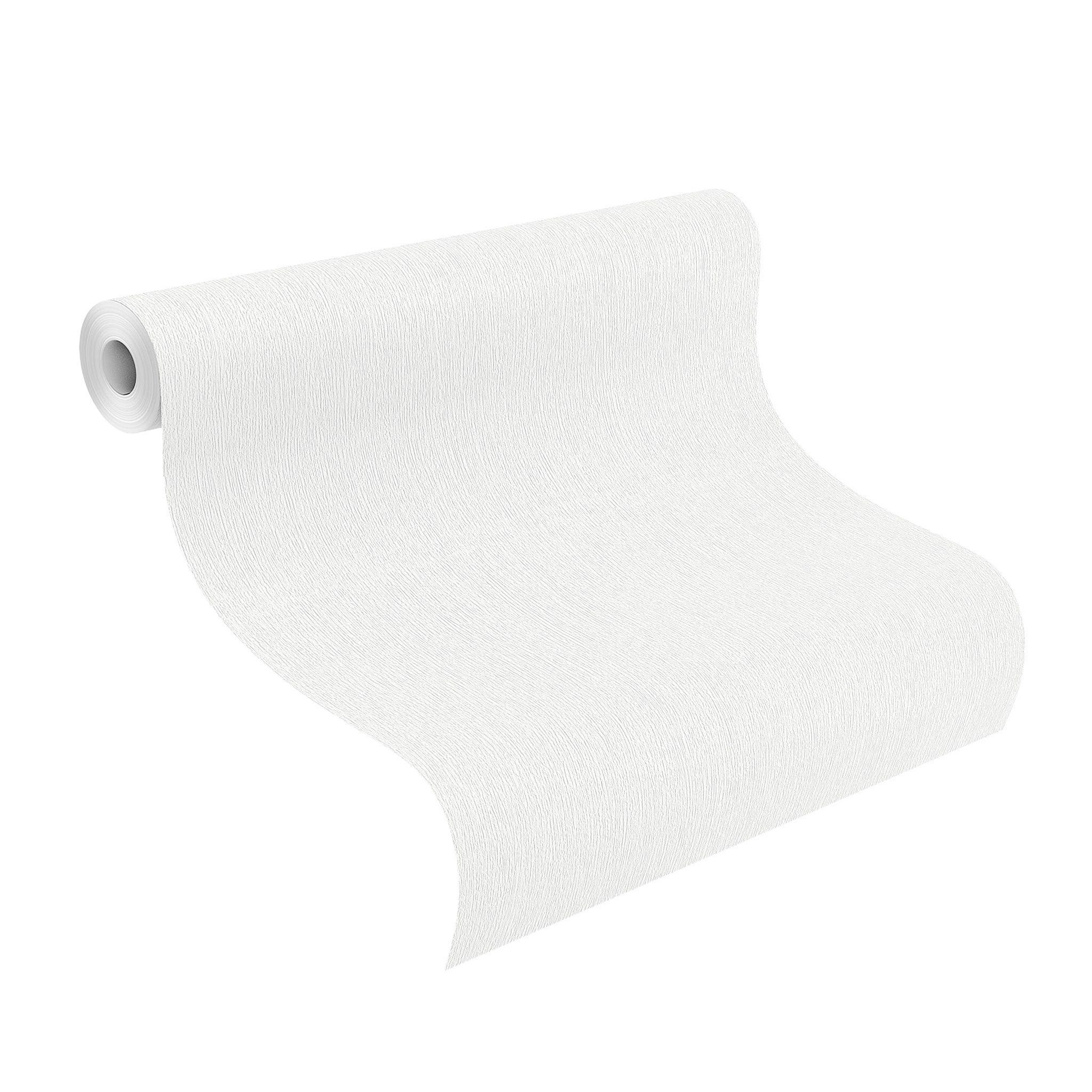 Rasch Vliestapete 127201 - weiß mit feinen Rillen - PVC-Frei, strukturiert, uni, unifarben, einfarbig, (1 St), überstreichbar