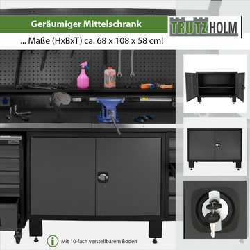TRUTZHOLM Werkstatt-Set Werkstatteinrichtung Werkstattwand Werkstattschranksystem Stahl mit, (Komplette Werkstatteinrichtung), 10 Schubladen