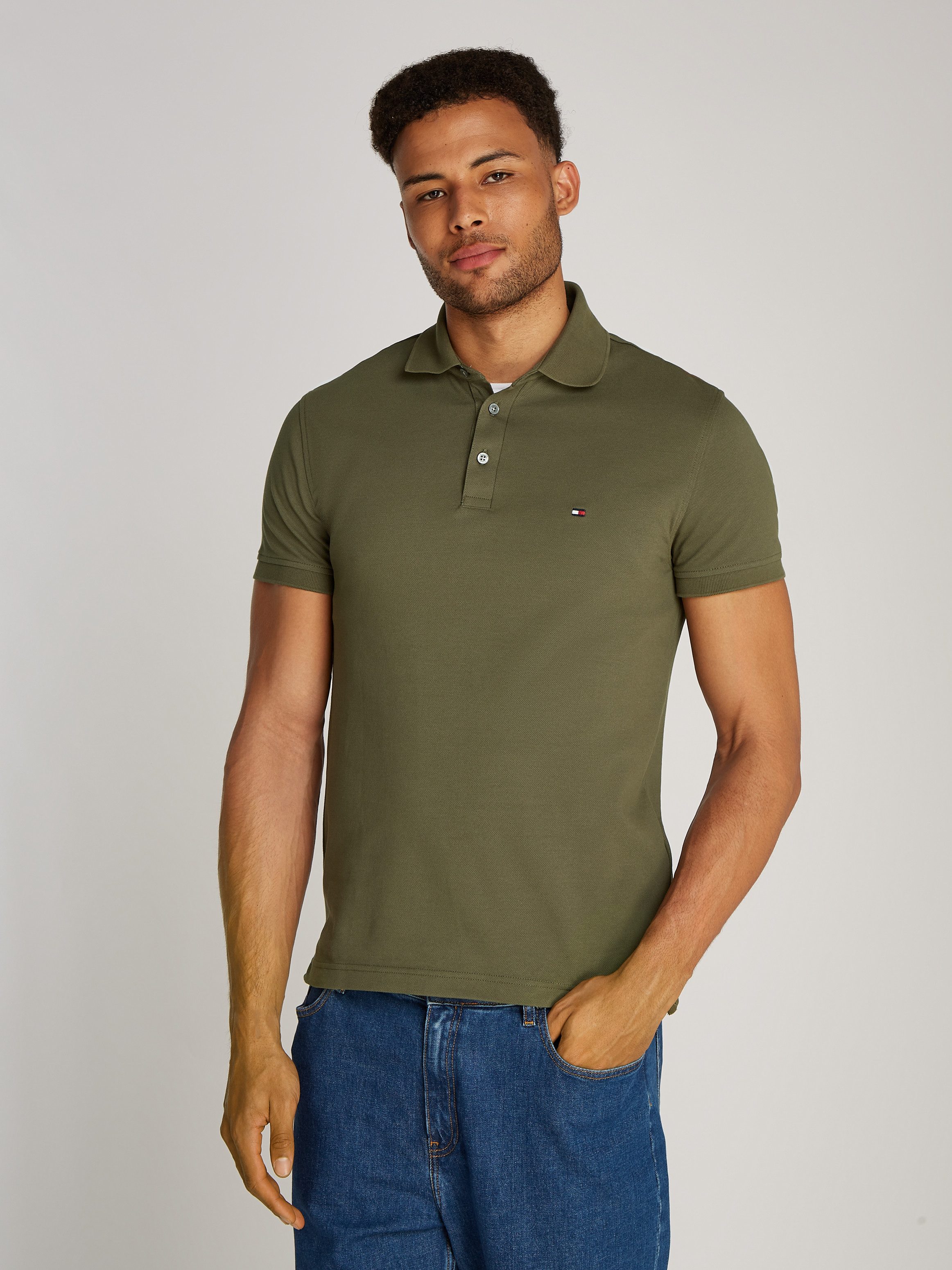 Tommy Hilfiger Poloshirt 1985 SLIM POLO mit Piqué-Struktur und Stickerei me günstig online kaufen