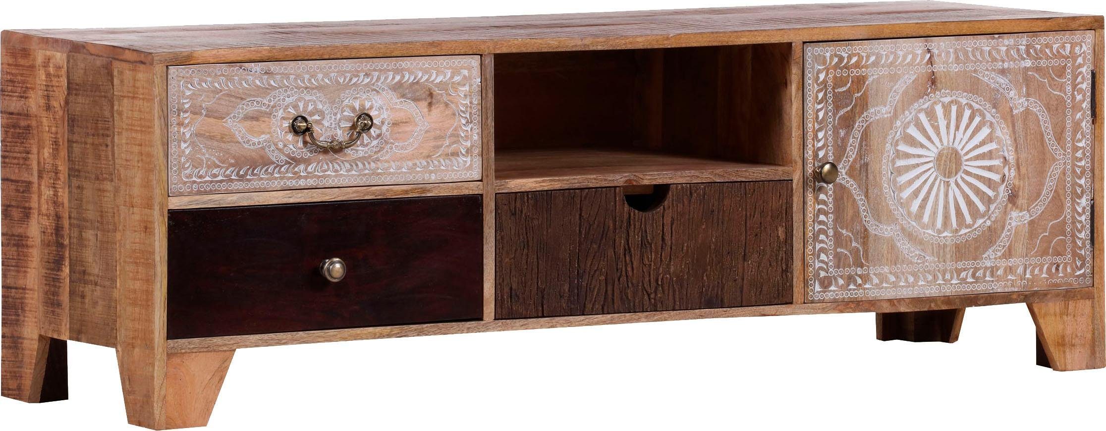 Gutmann Factory Lowboard Puno, Kommode aus massives Altholz Mango, Breite 150 cm