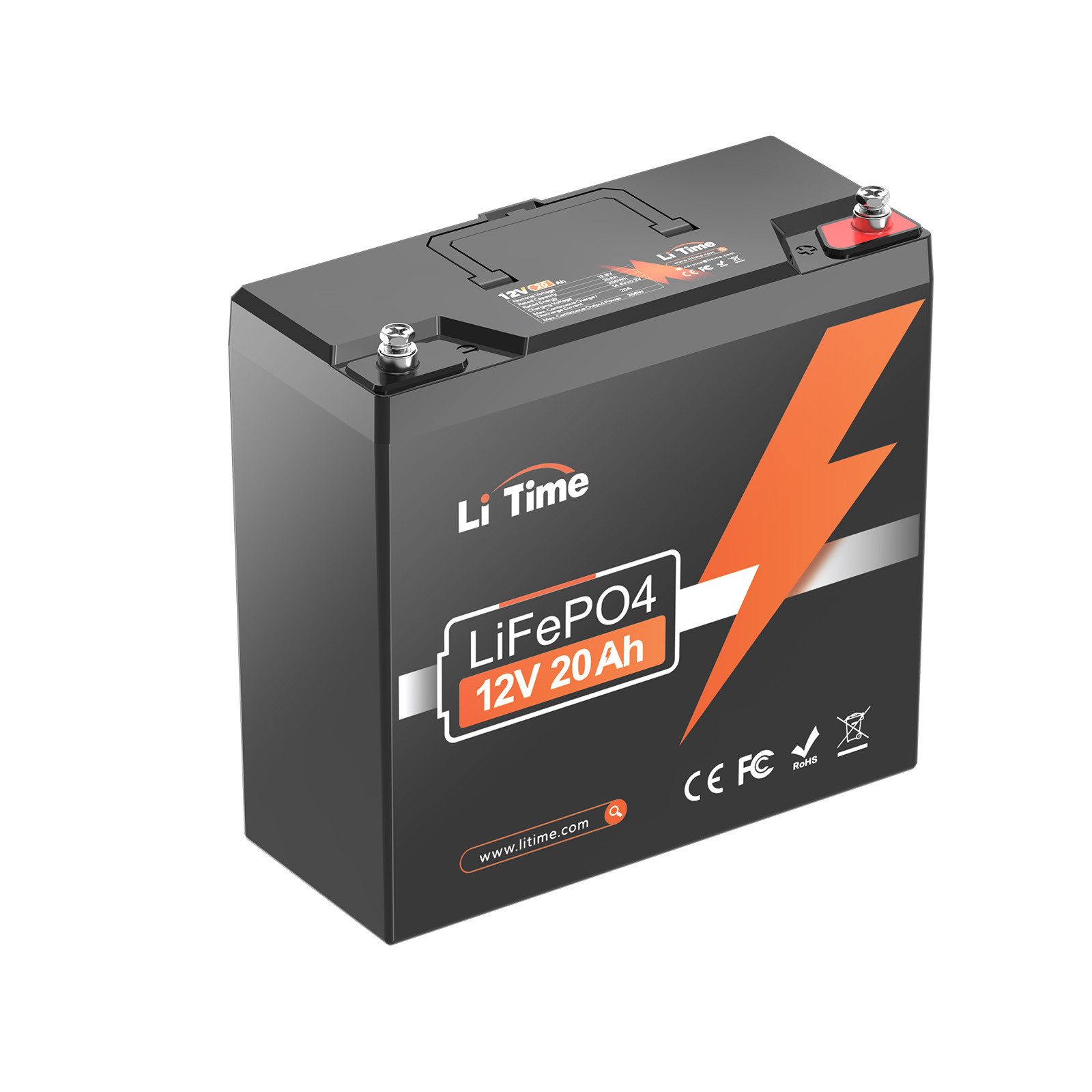 LiTime 12V 20Ah LiFePO4 Batterie für Fischfinder Beleuchtung Wasserpumpen Solarakkus (12 V)
