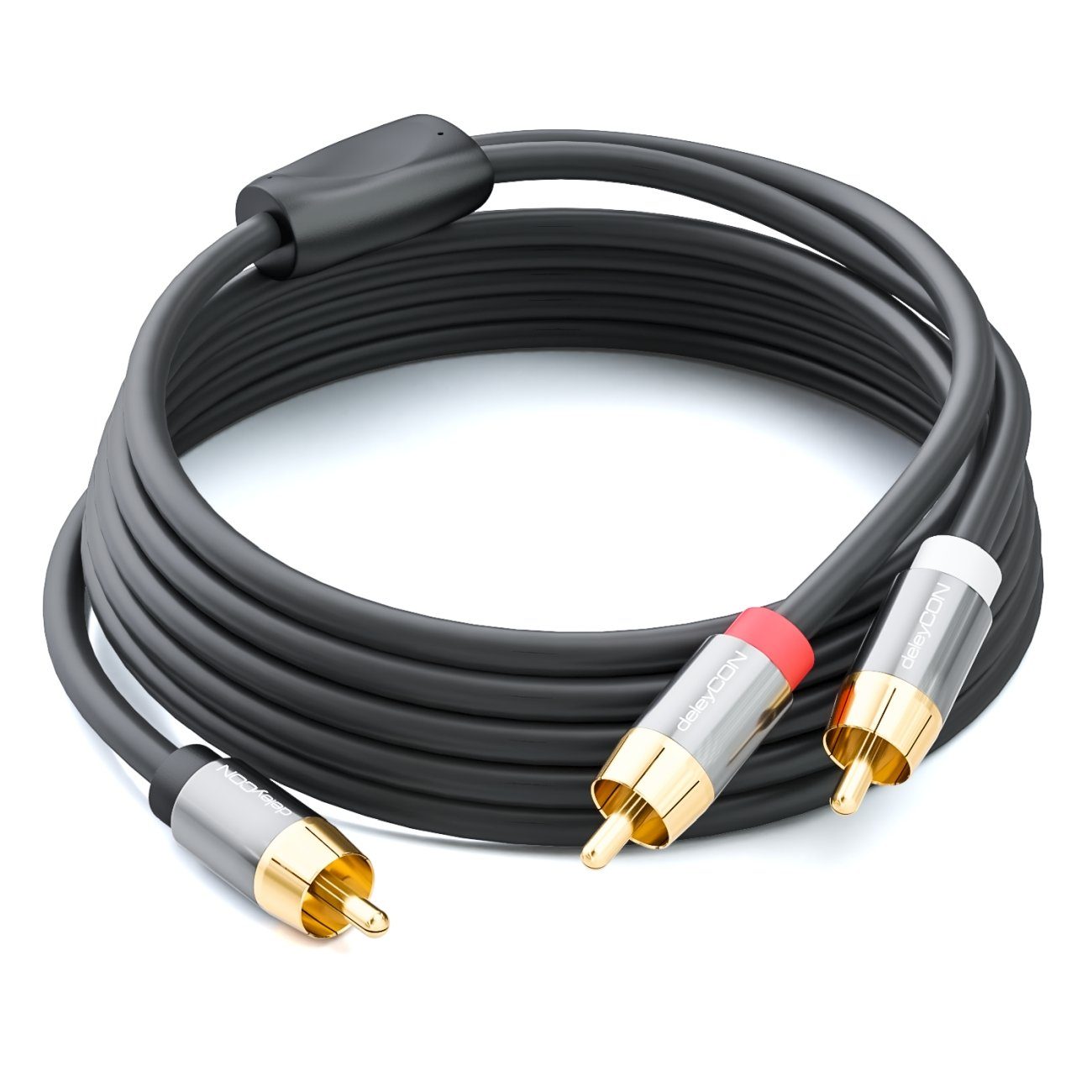 deleyCON deleyCON 10m Subwoofer Kabel Cinch RCA Y-Kabel HiFi Audio Kabel 3x Audio- & Video-Kabel – Bild 4 von 5