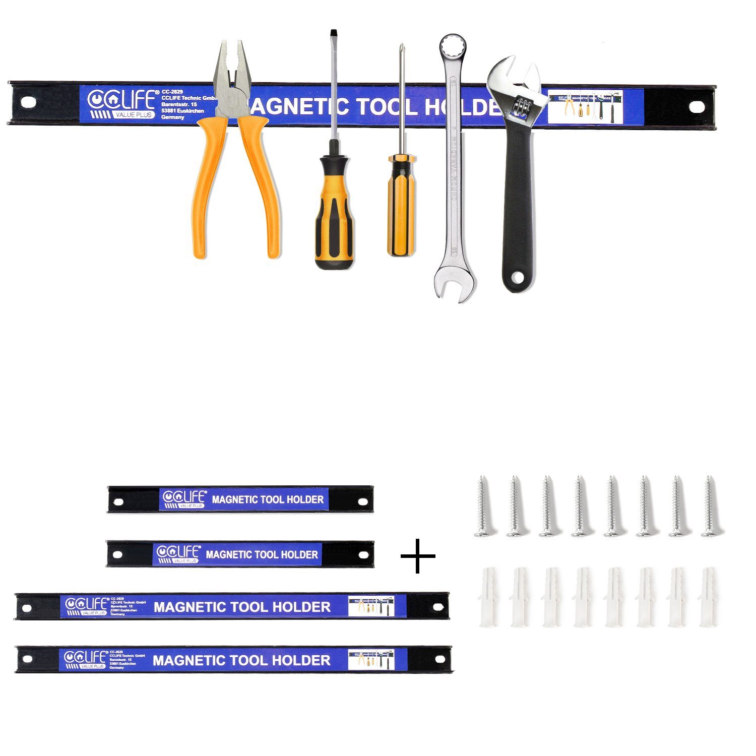 CCLIFE Lochwand 4 tlg Magnetleiste Werkzeughalter Halterung Magnet Werkzeugleiste, (2 x 37cm; 2 x 23cm)