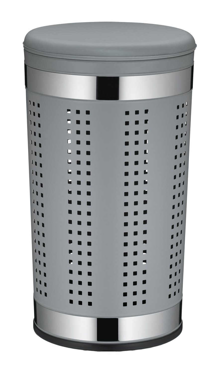 kela Wäschebox SEVILLA, Ø 35 cm, Metall, Dunkelgrau, Silbergrau, Deckel mit gepolstertem Sitzkissen