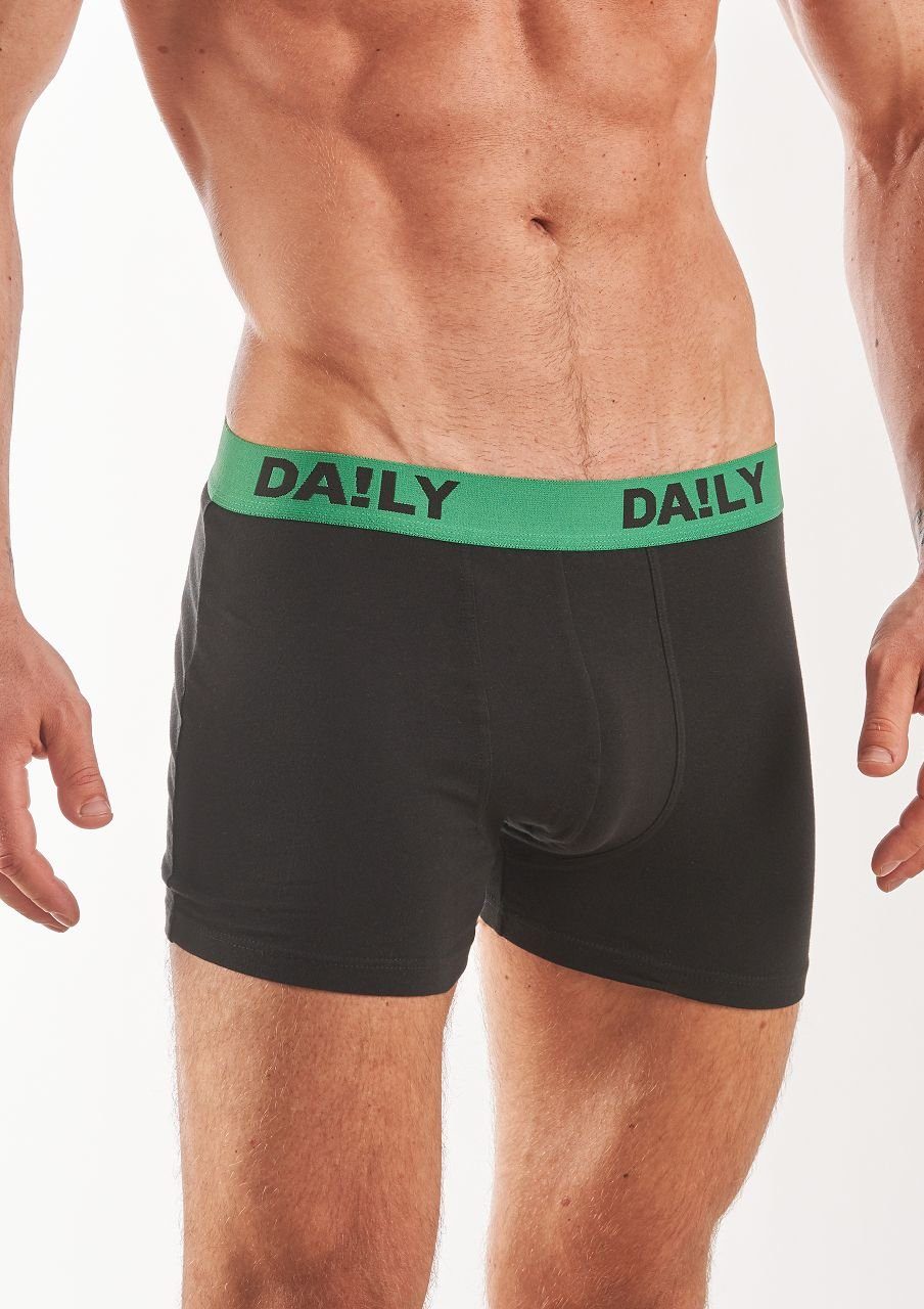 DA!LY UNDERWEAR Stretch & Schwarz/Grau Retro (10-St) Trunks Basic Rot/Schwarz mit Boxer Boxershorts