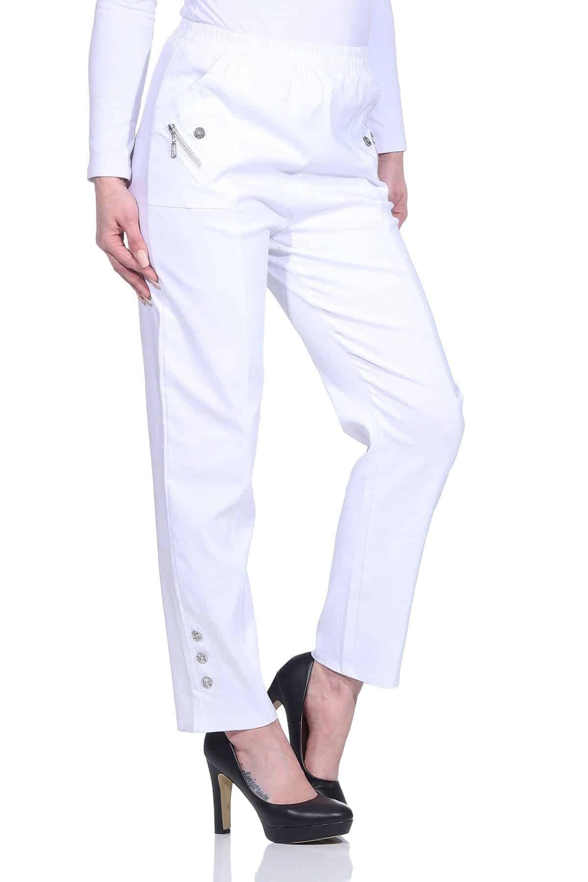 Cherry Berry Schlupfhose Damen Sommerhose luftig leichte Freizeithose mit Stretch elasticher Gummizug, in Unifarben, auch große Größen erhältlich