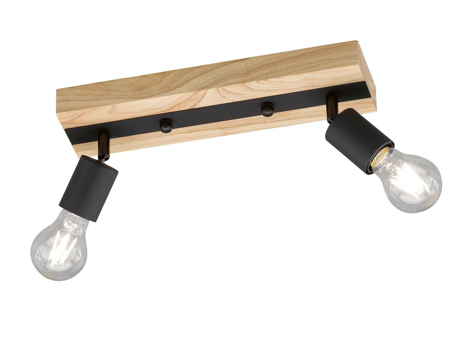 wechselbar, innen Deckenlampe Holz-lampe Deckenstrahler, 33cm Dimmfunktion, LED Holzbalken Strahler 2-flammig LED FHL easy! Warmweiß, mit B: