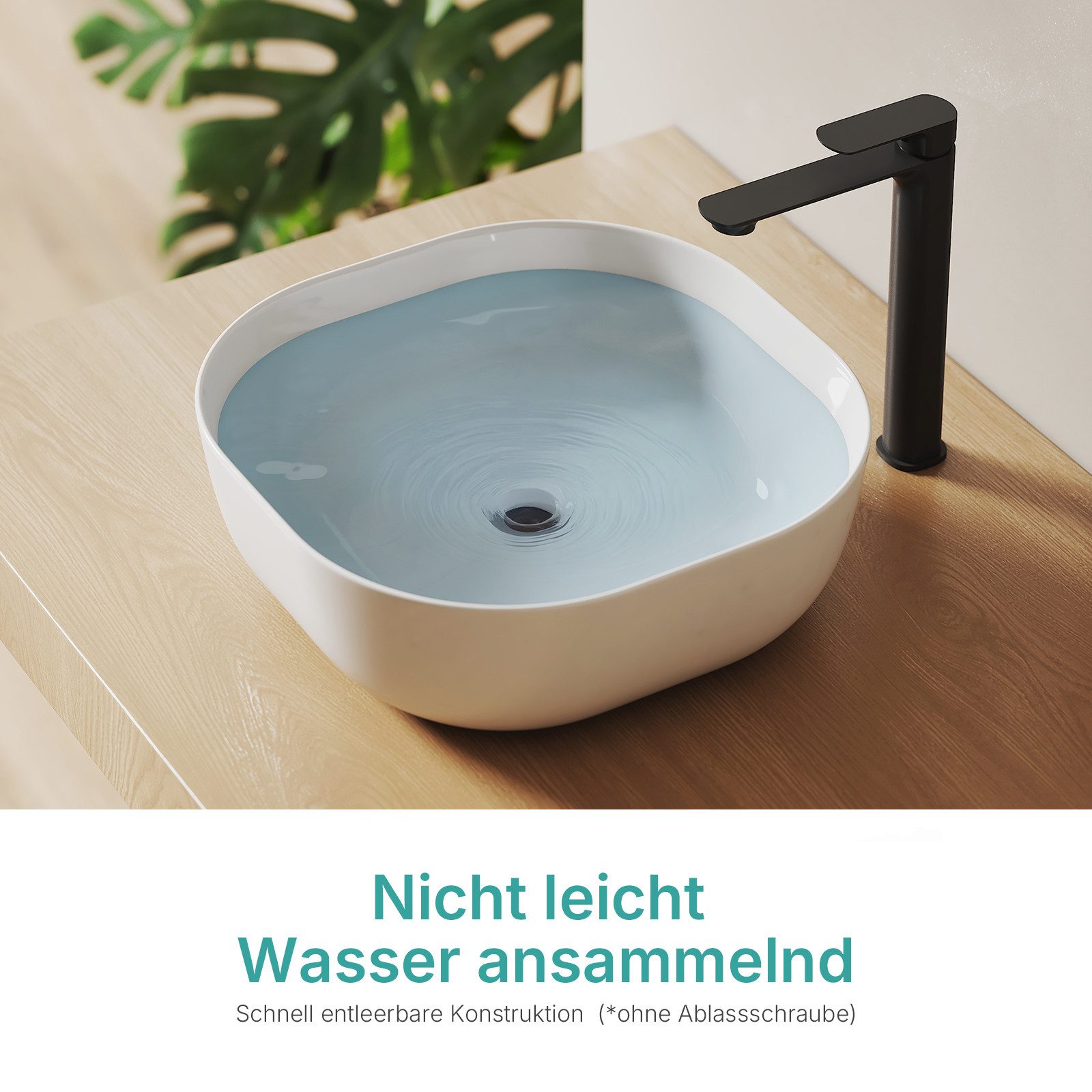 EMKE Aufsatzwaschbecken Aufsatzwaschbecken Keramik 41,5 cm oval quadratisch modern