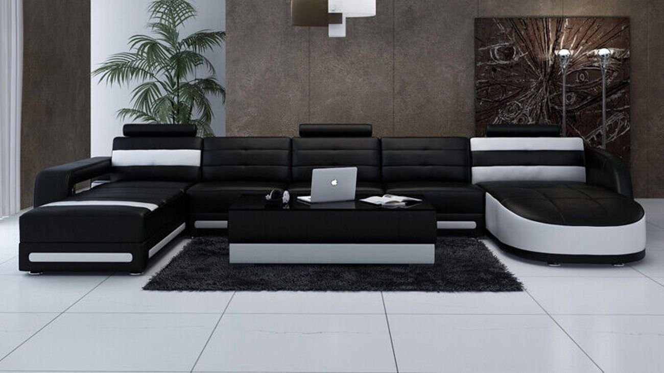 Modern Ecksofa Couch Sofa Wohnlandschaft Garnitur USB Ledersofa Ecksofa JVmoebel Sofa