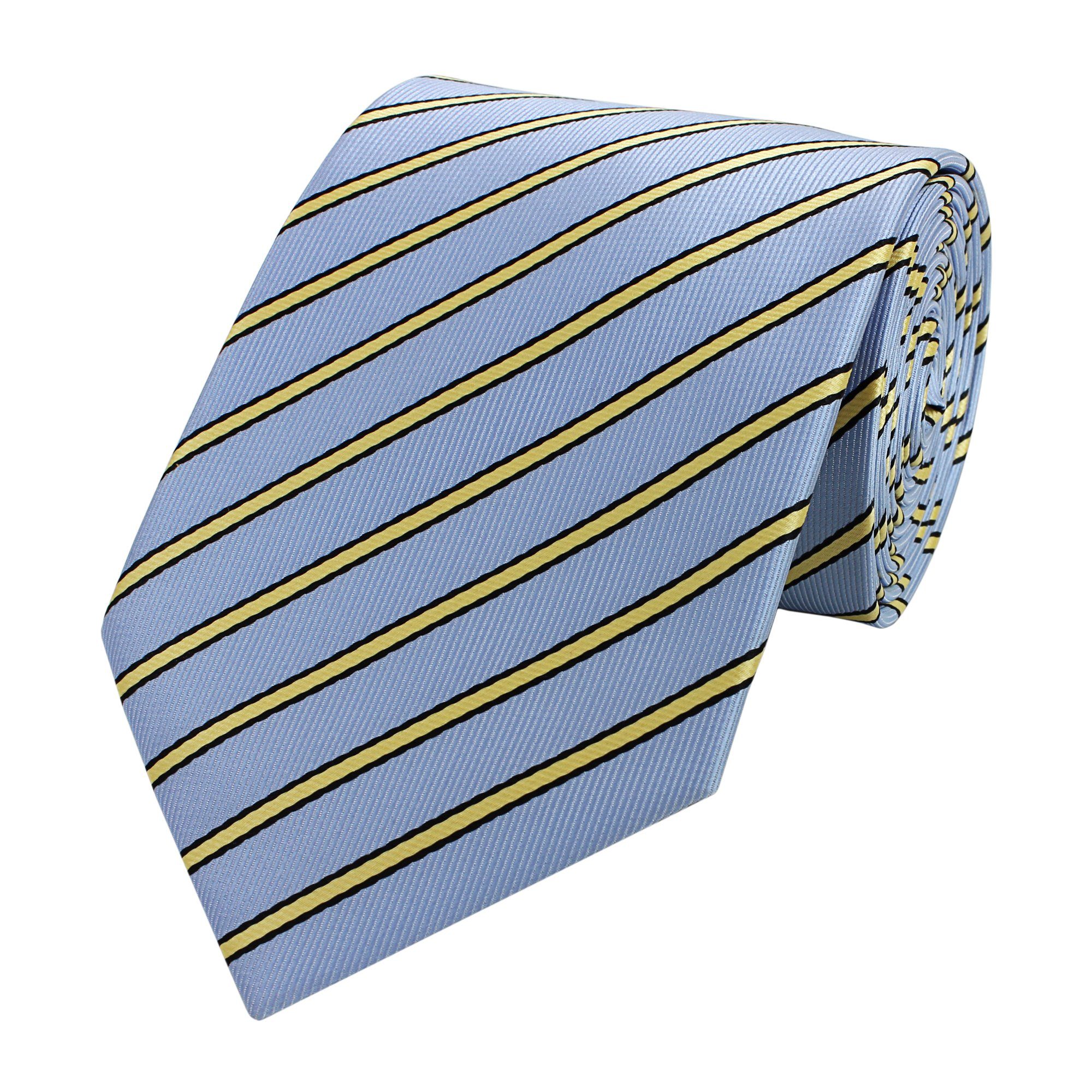 Krawatte - Blaue Box, Gestreift) Herren Yellow/Black Blautöne Breit Farini Schlips Fabio Krawatte (8cm), (ohne verschiedene Männer in Blue/Coronado 8cm Sporty