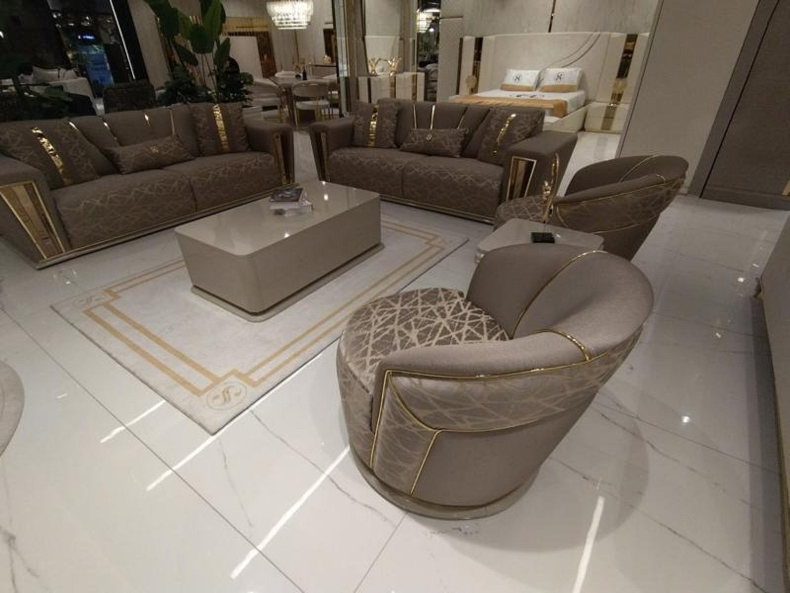 JVmoebel Wohnzimmer-Set 3+1 Sitzer Luxus Sofagarnitur Komplett Set Couch Sofa Modern Garnitur, (2-St., Sofa 3 Sitzer + Sessel)