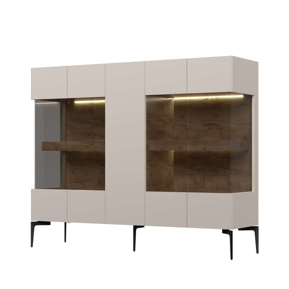 OTTO home Highboard Sky45 Kommode mit Glastüren, Höhe 142 cm, Vitrine, Lackiert mit wasserbasiertem UV-Lack