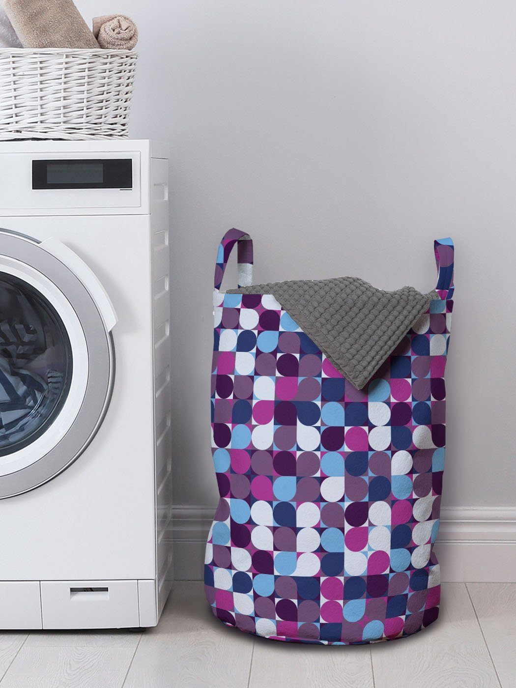 Abakuhaus Wäschesäckchen mit Waschsalons, für Geometrisch Wäschekorb Kreis-Mosaik Kordelzugverschluss Abstrakter Griffen