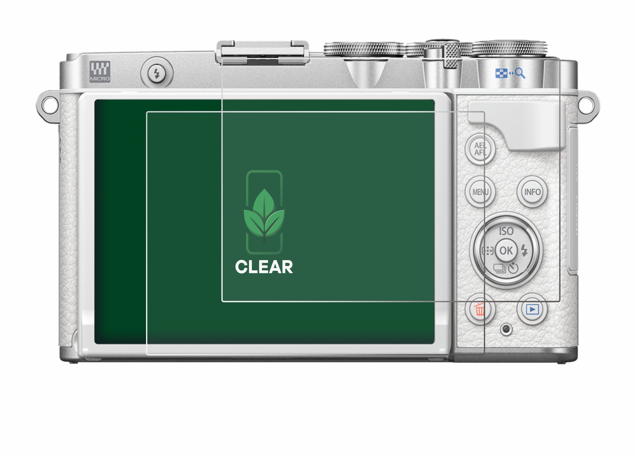 ScreenLeaf Displayschutzfolie Schutzfolie für Olympus PEN E-P7, 2 Stück, Displayschutz Schutz Folie Klar Transparent