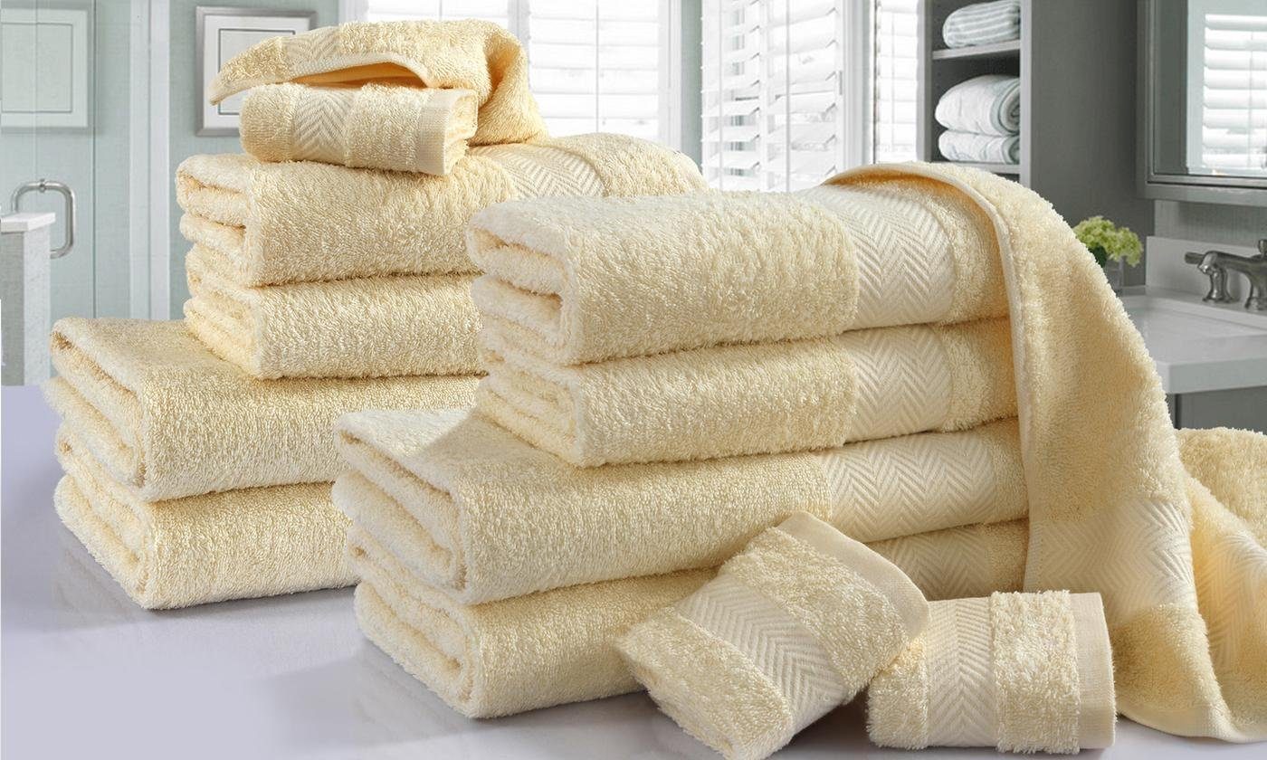 aus Handtücher (6-tlg) 6er IhrHauz Set Weiß 100% Handtuch Ägyptischer Baumwolle gsm, 450 Set