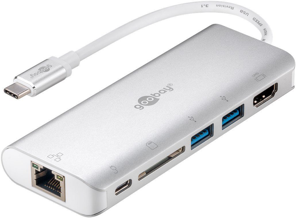 Goobay USB-Verteiler USB-C Multiport Adapter (5 Gbit/s Übertragungsrate ...
