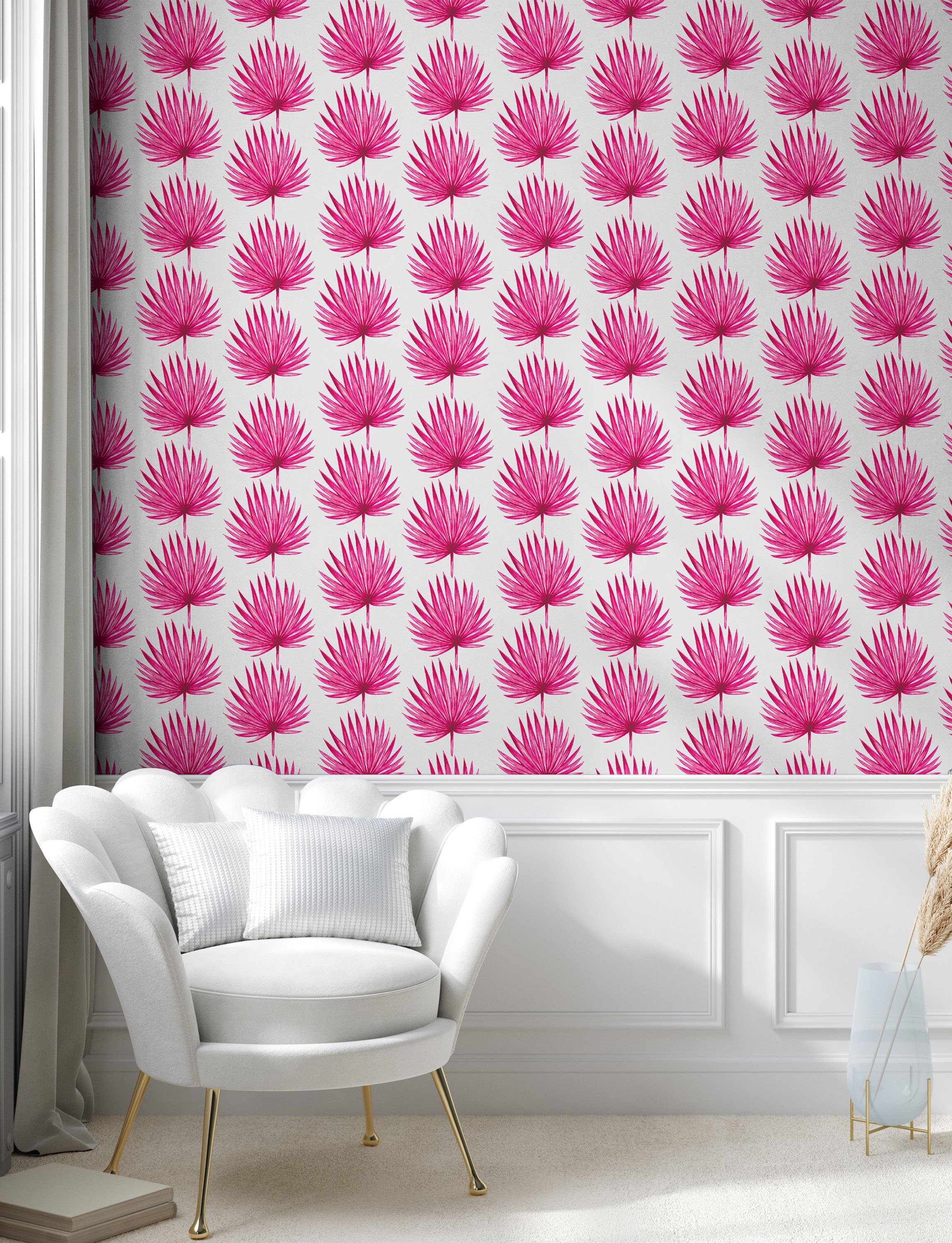 Abakuhaus Vinyltapete Blatt Wohnzimmer Küchenakzent, Aquarell-Rosa-Blätter selbstklebendes