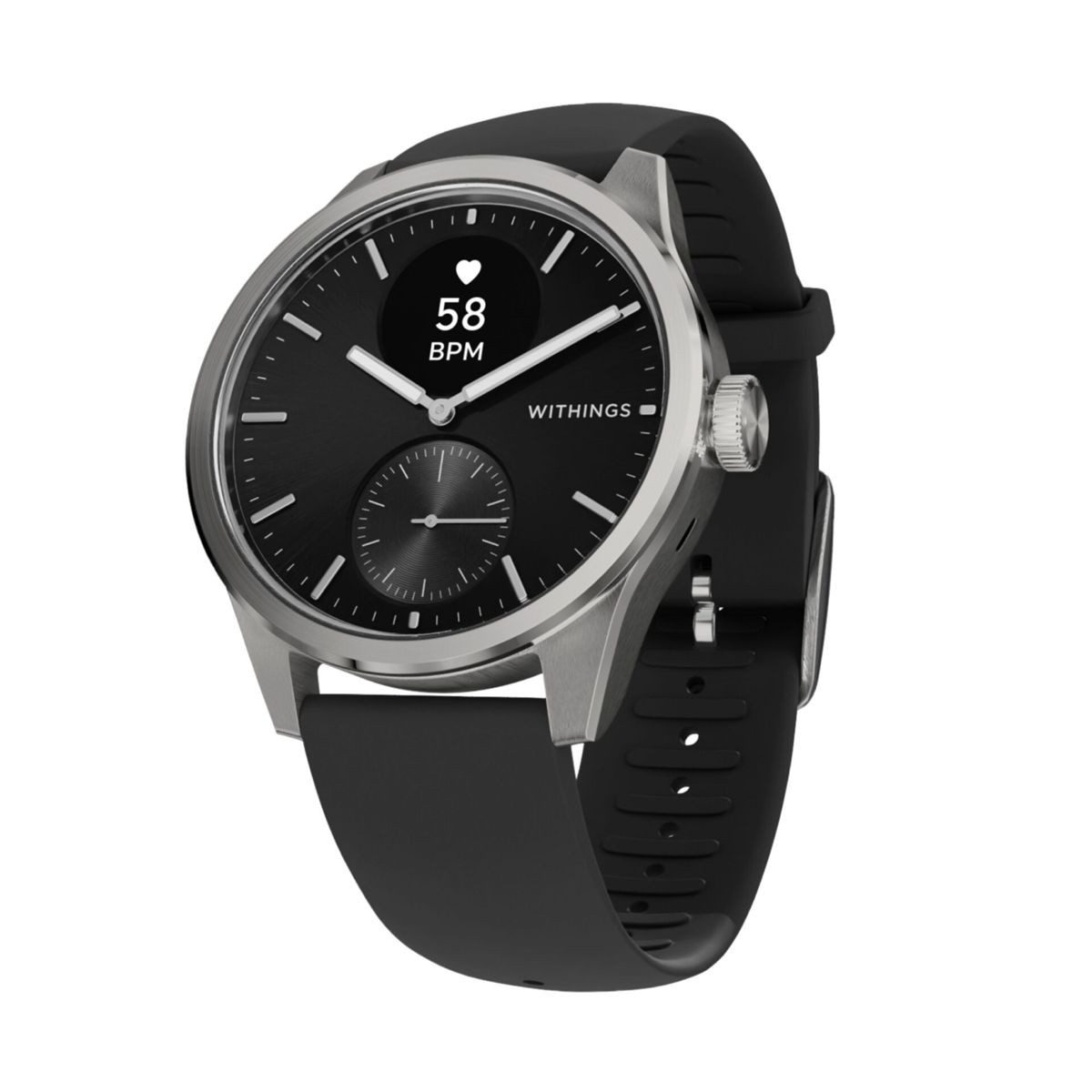 Withings ScanWatch 2, Akku bis 35 Tage, appfähige Smartwatch Set, 42 mm, inkl. Milanese Band Schwarz, Übermittlung von Gesundheitsdaten