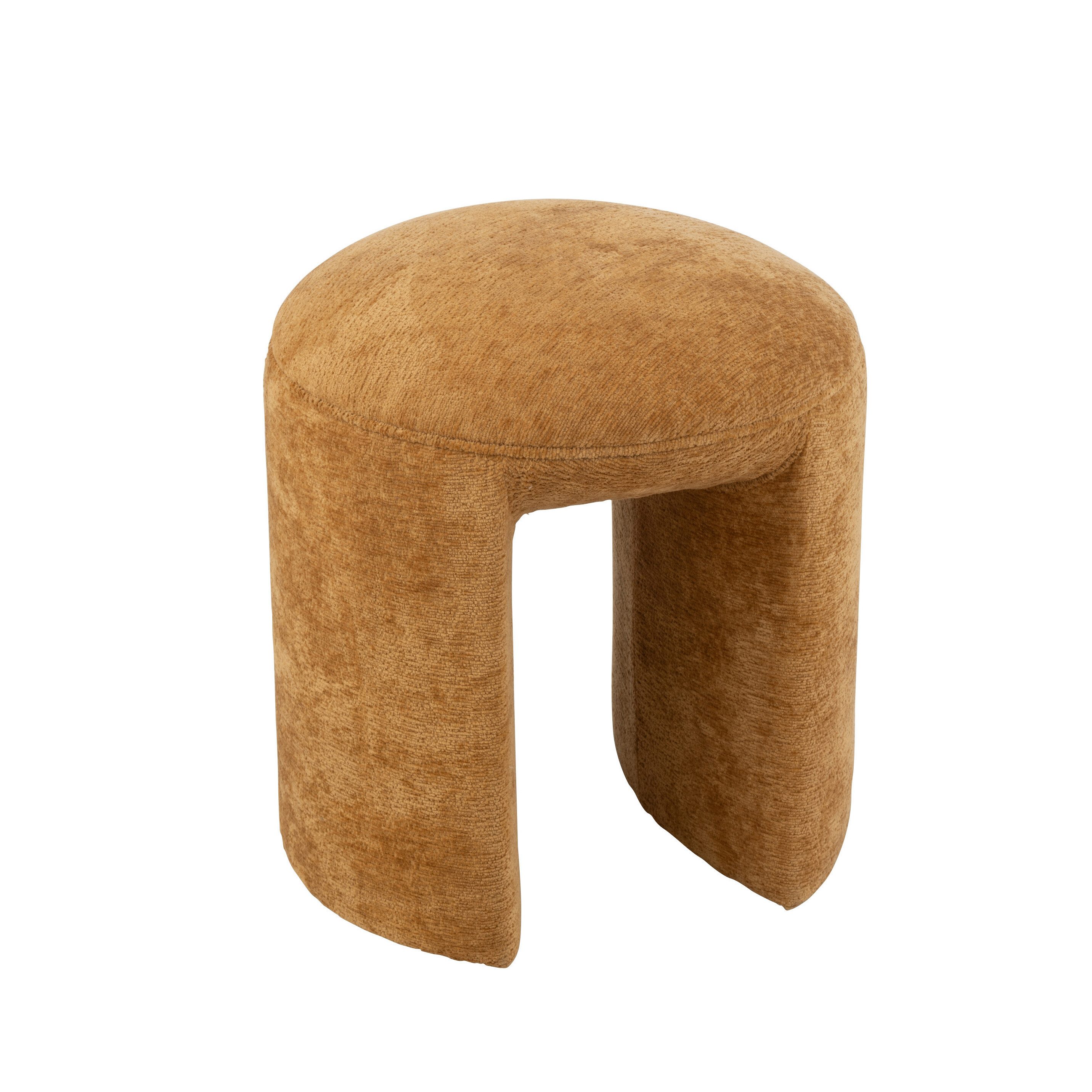 J-line Hocker Hocker Rund Stoff weich Ocker Boho (1 Hocker), gepolstert in extravantem Design