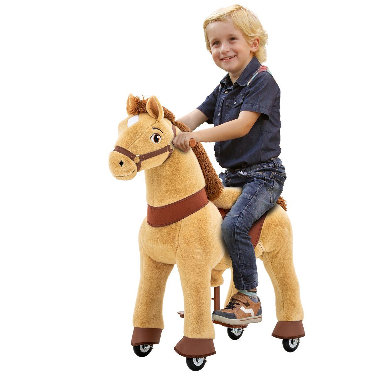 miweba Reitpferd Ponycycle Mister Ed inkl. 3 Jahre Garantie - Handbremse, Small Schaukelpferd - Inline - Pferd - Kinderpony - Kinder - Pony