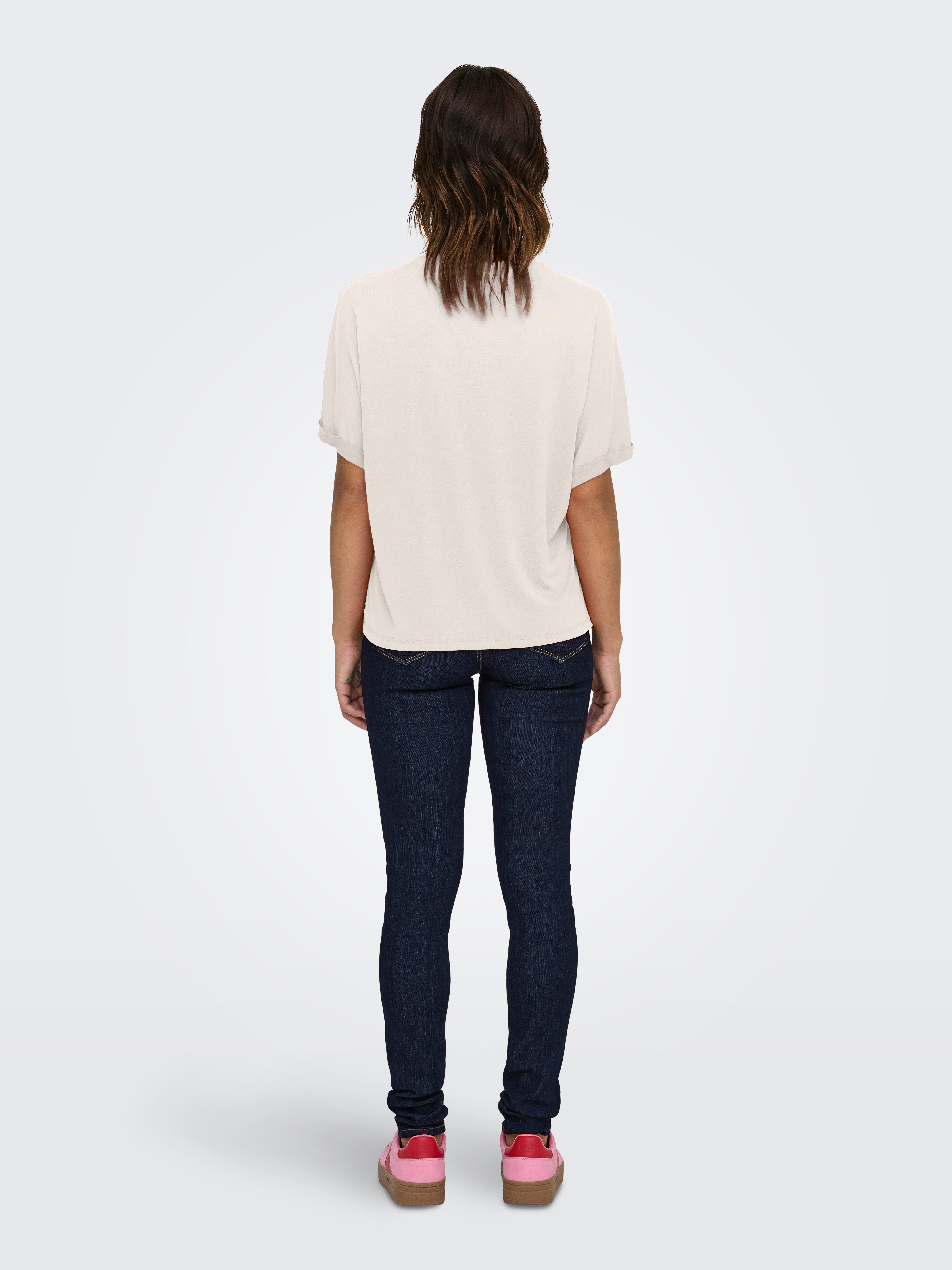 ONLY T-Shirt ONLFREE LIFE S/S FOLD-UP TOP BOX JRS Materialmix, regular fit, Rundhals – Bild 4 von 4